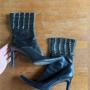 Goffredo Fantini Black Leather Heeled Boots